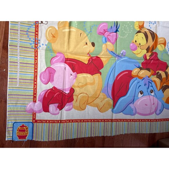 Disney Winnie The Pooh & Friends Cotton Fabric Panel 35"x44" Striped Border Craf - Picture 4 of 15